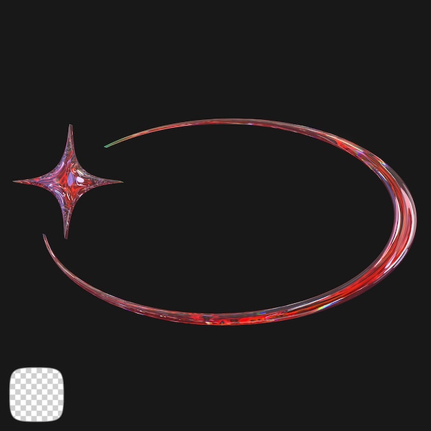 Y2K Star Dispersion glass Shape เรนเดอร์ 3 มิติ บนพื้นหลังโปร่งใส