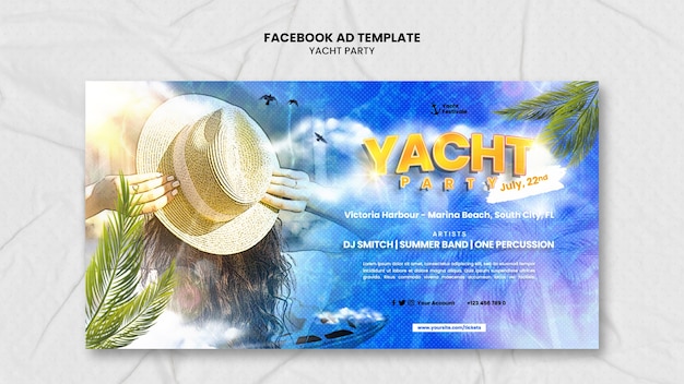 PSD modello di facebook per la festa di yacht