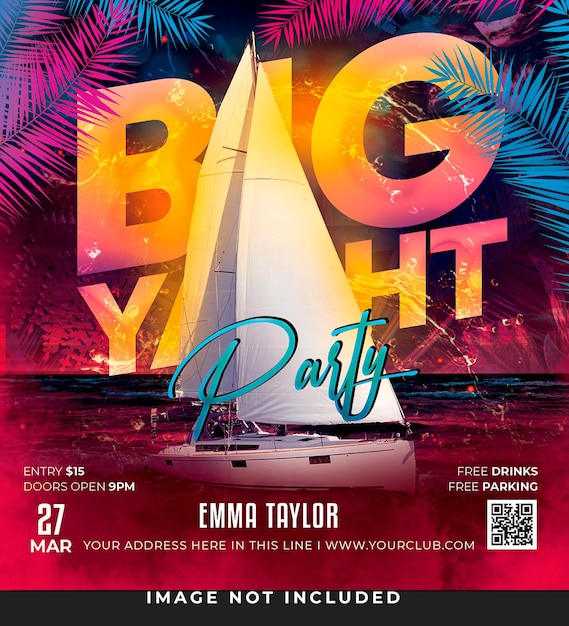 PSD yacht party flyer psd-sjabloon