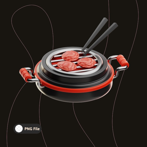 Yakiniku Asian Food illustration 3D