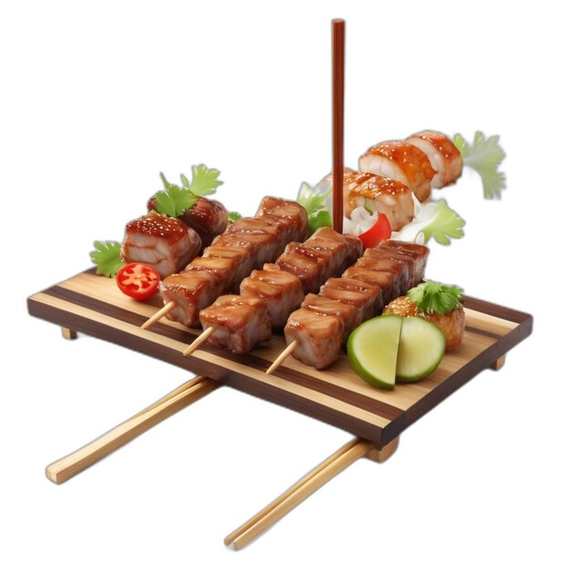 PSD yakitori psd op een witte achtergrond