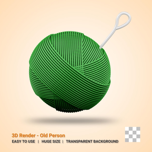 Yarn ball 3d pictogram illustratie met transparante achtergrond