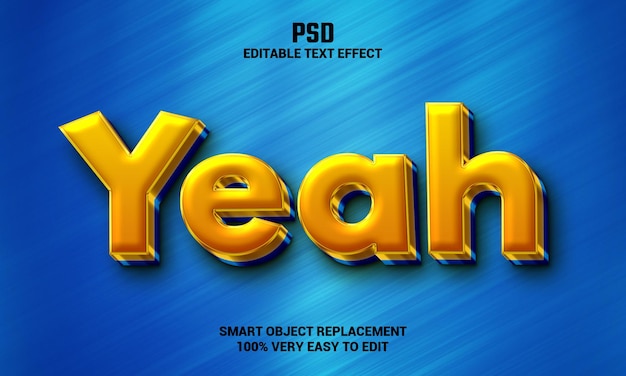 Yeah 3d editable text effect with background premium psd