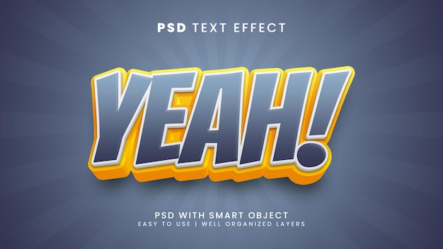 Yeah comic editable text effect with cartoon and kids text style