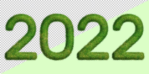 Year 2022 with realistic 3d grass