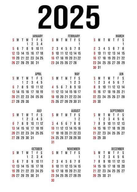 PSD design del calendario creativo dell'anno 2025