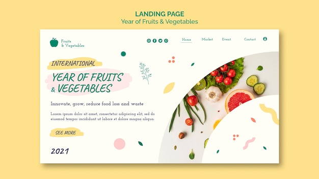 PSD year of fruits and vegetables web template