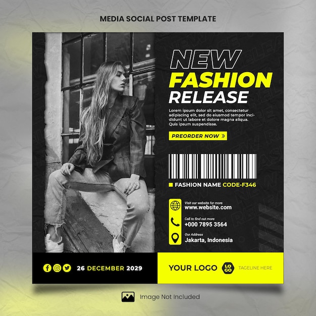 Yello Fashion Sale Media Social Poste-sjabloon