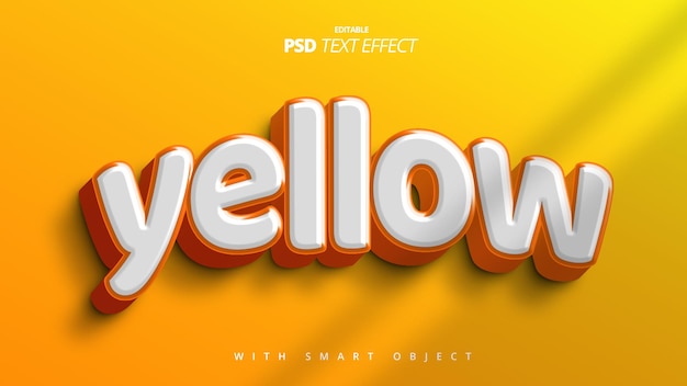 Yellow 3d cute text effect editable template design