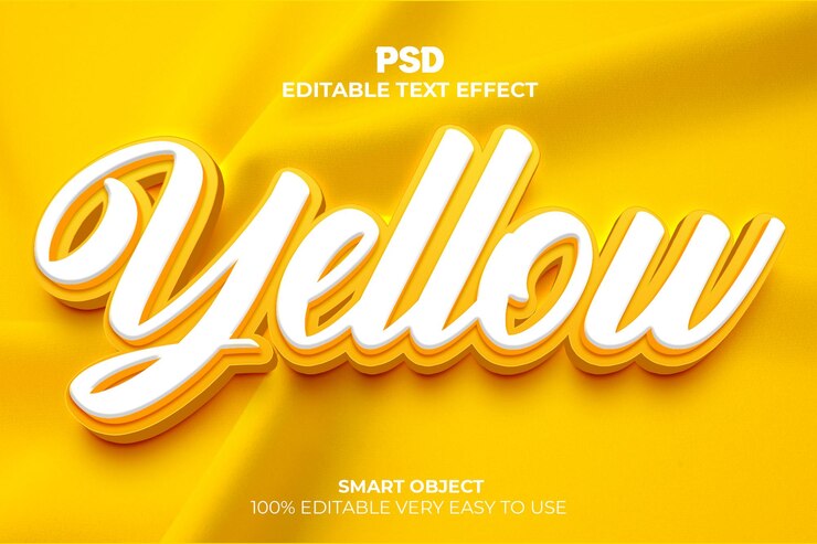 Yellow 3D Editable Photoshop text effect style