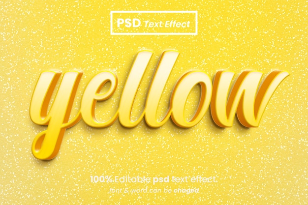 PSD Желтый трехмерный редактируемый текстовый эффект