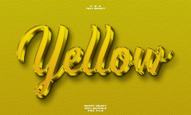 Yellow 3D editable text effect