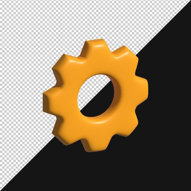 Yellow 3D Gear Icon