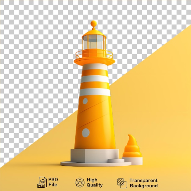 Yellow 3d lighthouse isolated on transparent background include png file
