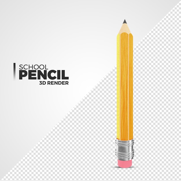 PSD yellow 3d pencil isolated for back to school