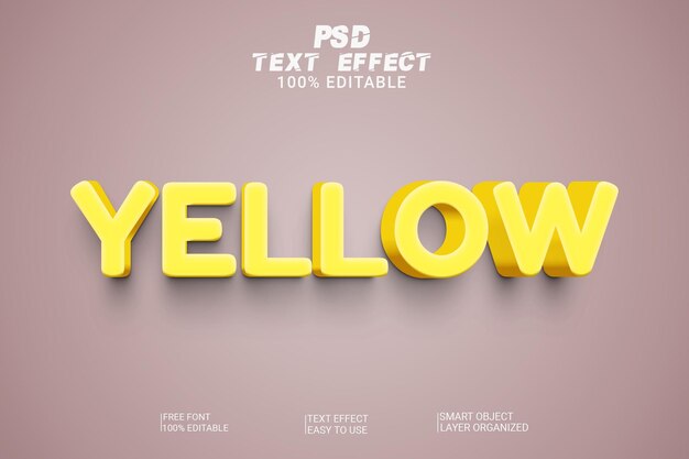 Yellow 3d psd text effect style editable