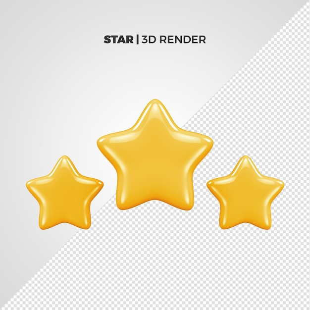 Yellow 3d rendering stars isolated for composition