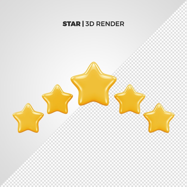 yellow 3d rendering stars isolated for composition