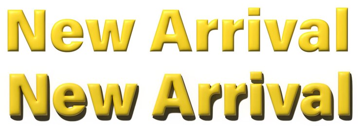 PSD yellow 3d text new arrival with and without shadow perfect for product launches marketing material