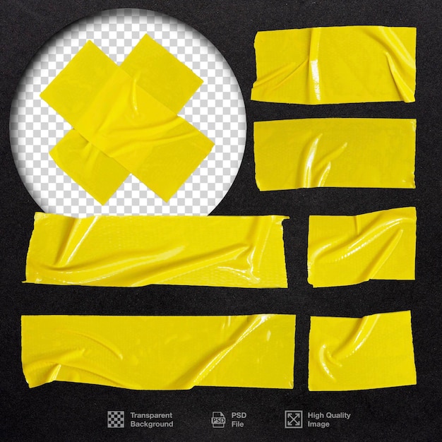 Yellow Adhesive Tape Collection with Transparent Background