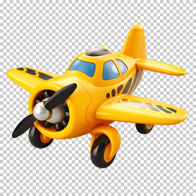 Yellow airplane cartoon style isolated on transparent background