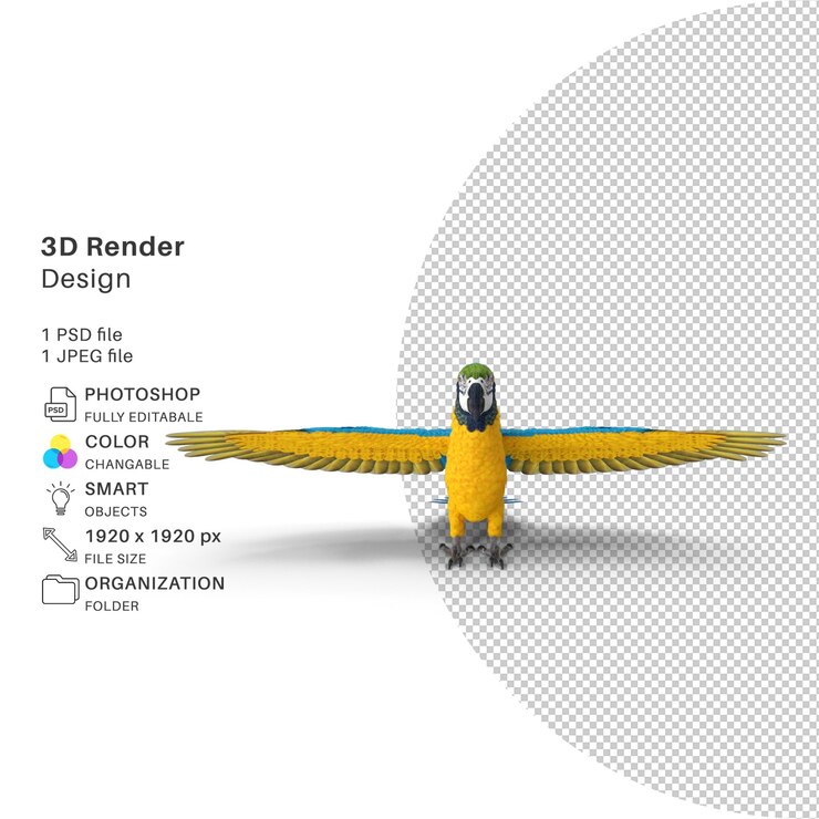 PSD a yellow airplane with a blue and red screen that says 3d on it.