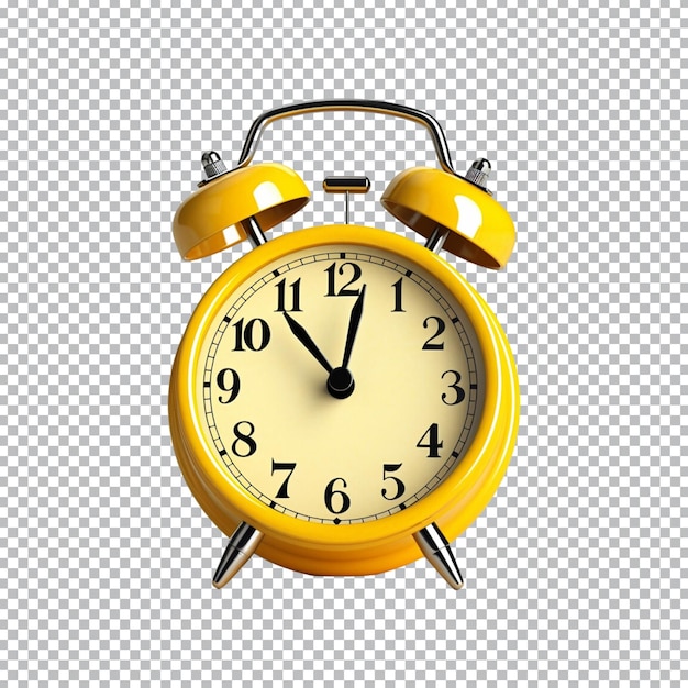 PSD yellow alarm clock on a transparent background