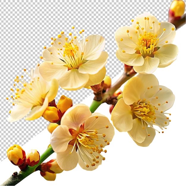 Fiore di albicocca giallo su sfondo trasparente