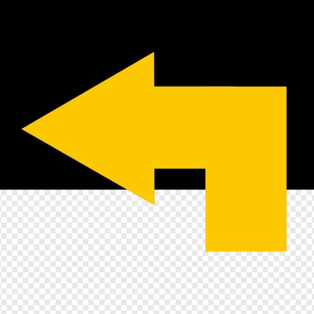 yellow arrow pointing to the left on black background