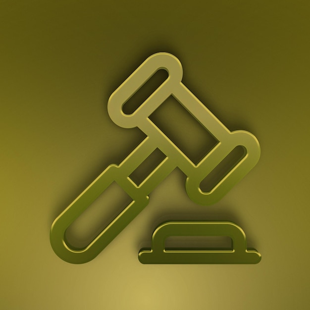 PSD a yellow background with a hammer 3d icon