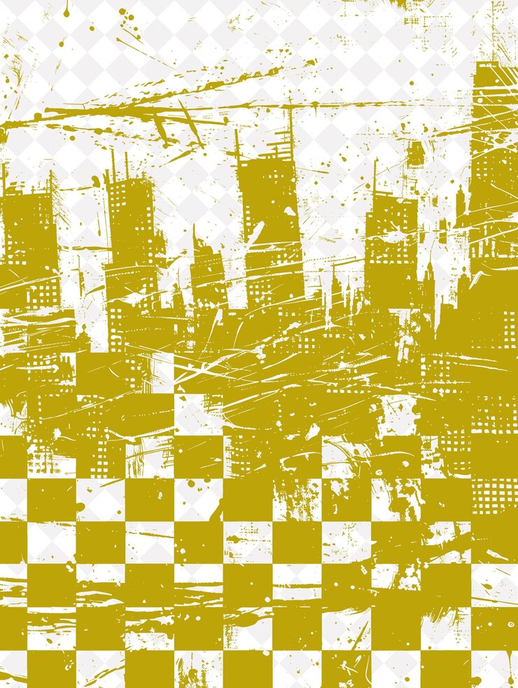 PSD a yellow background with a picture of a cityscape