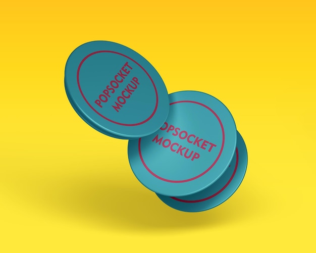 A yellow background with two blue poker chips with the words yogham mockup in red.