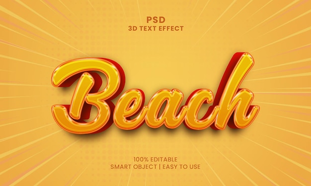 A yellow background with the word beach in red and yellow.