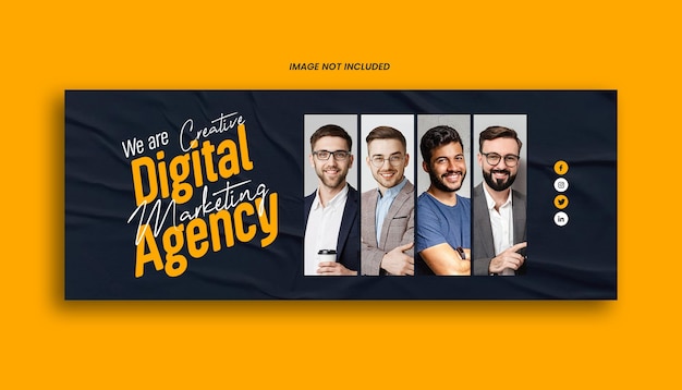 PSD a yellow background with the words digital marketing agency on it