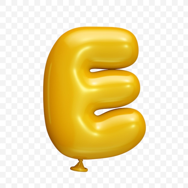 PSD yellow balloon alphabet letter on isolated background