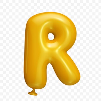 Lettera alfabeto palloncino giallo su sfondo isolato