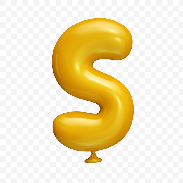 Yellow balloon alphabet letter on isolated background