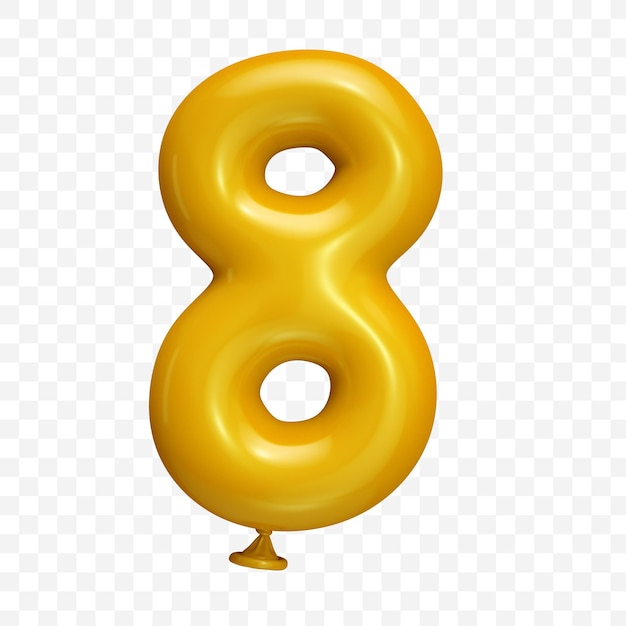 Yellow balloon alphabet number 8 on isolated background