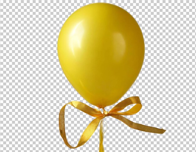 Yellow balloon tied with ribbon