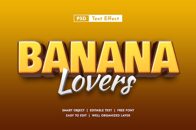 A yellow banana lovers text with a brown background