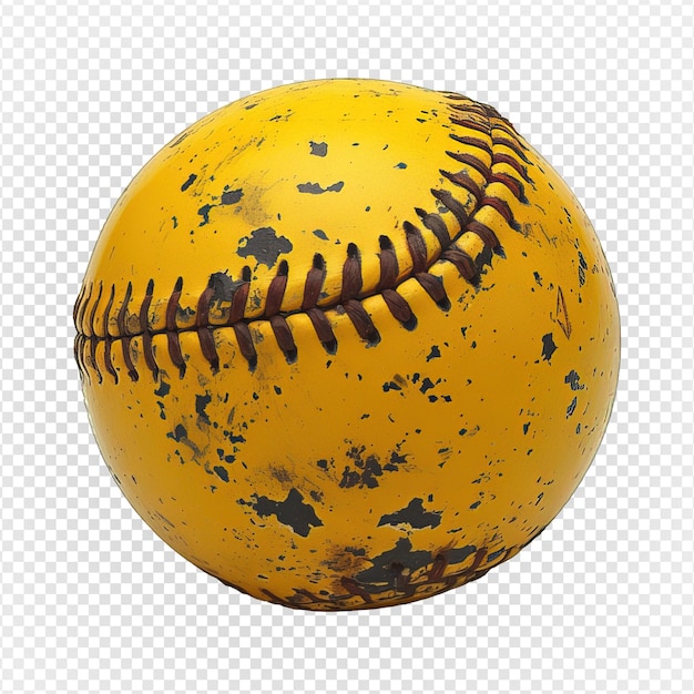 PSD yellow baseball ball isolated on transparent background generative ai