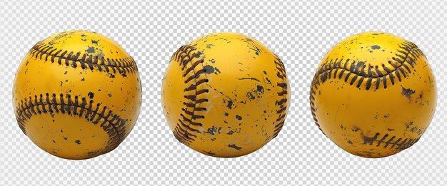 PSD yellow baseball ball isolated on transparent background generative ai