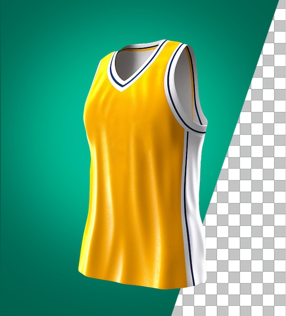 PSD a yellow basketball jersey with tranparent background