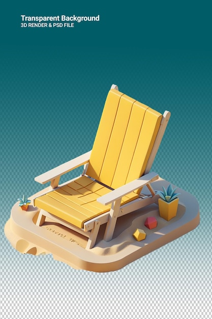 PSD a yellow beach chair with a beach chair on it