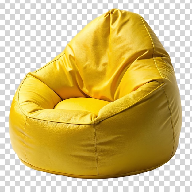 A yellow bean bag chair on transparent background