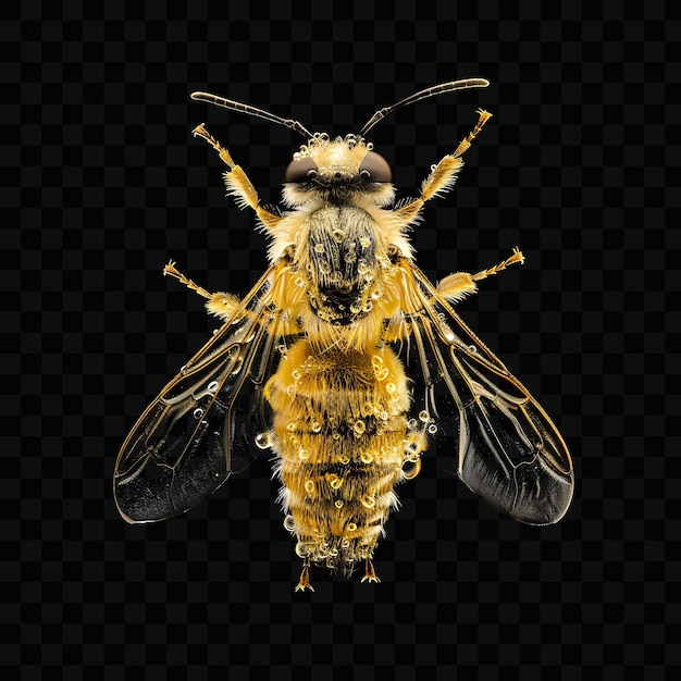 PSD a yellow bee with a yellow body and the word bee on the bottom