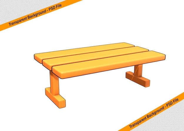 PSD a yellow bench with the words transparencies in the top