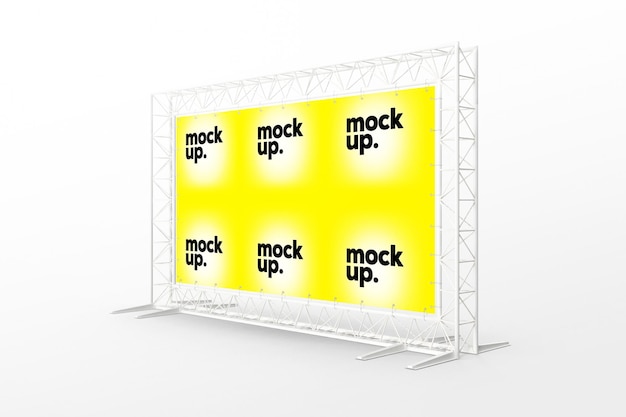 A yellow billboard with the words mock up on it