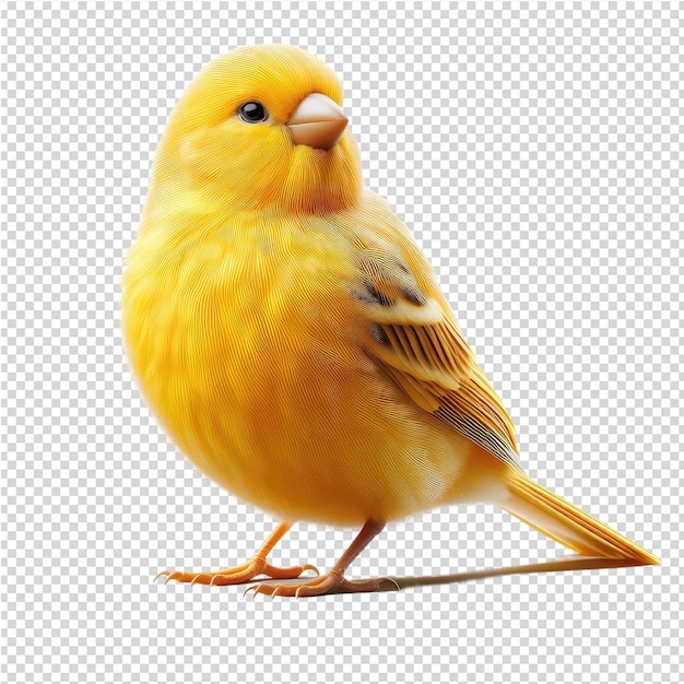 PSD a yellow bird with a yellow beak stands on a branch