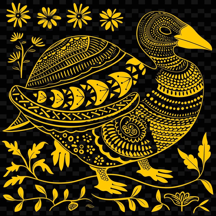 PSD a yellow bird with a yellow and black background with a yellow bird on it